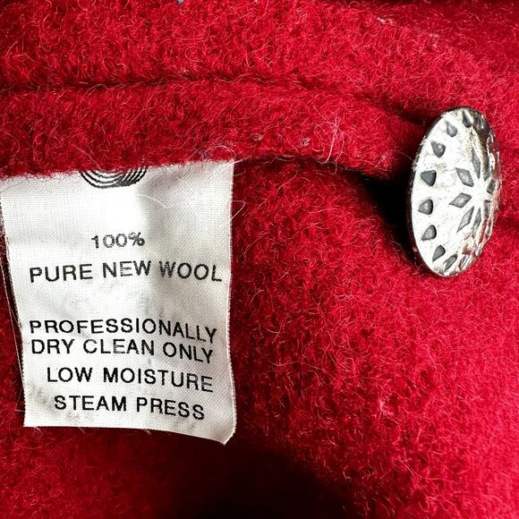 Vintage L.L. Bean Boiled Wool Jacket Coat 70s Austria Pockets Red Black Large - Picture 6 of 7